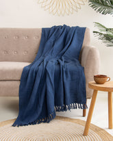 Premium Blue Throw Blanket Cotton For Home Decor
