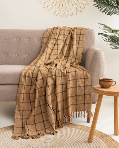 Premium Black Stripes Cotton Couch Throw Blanket