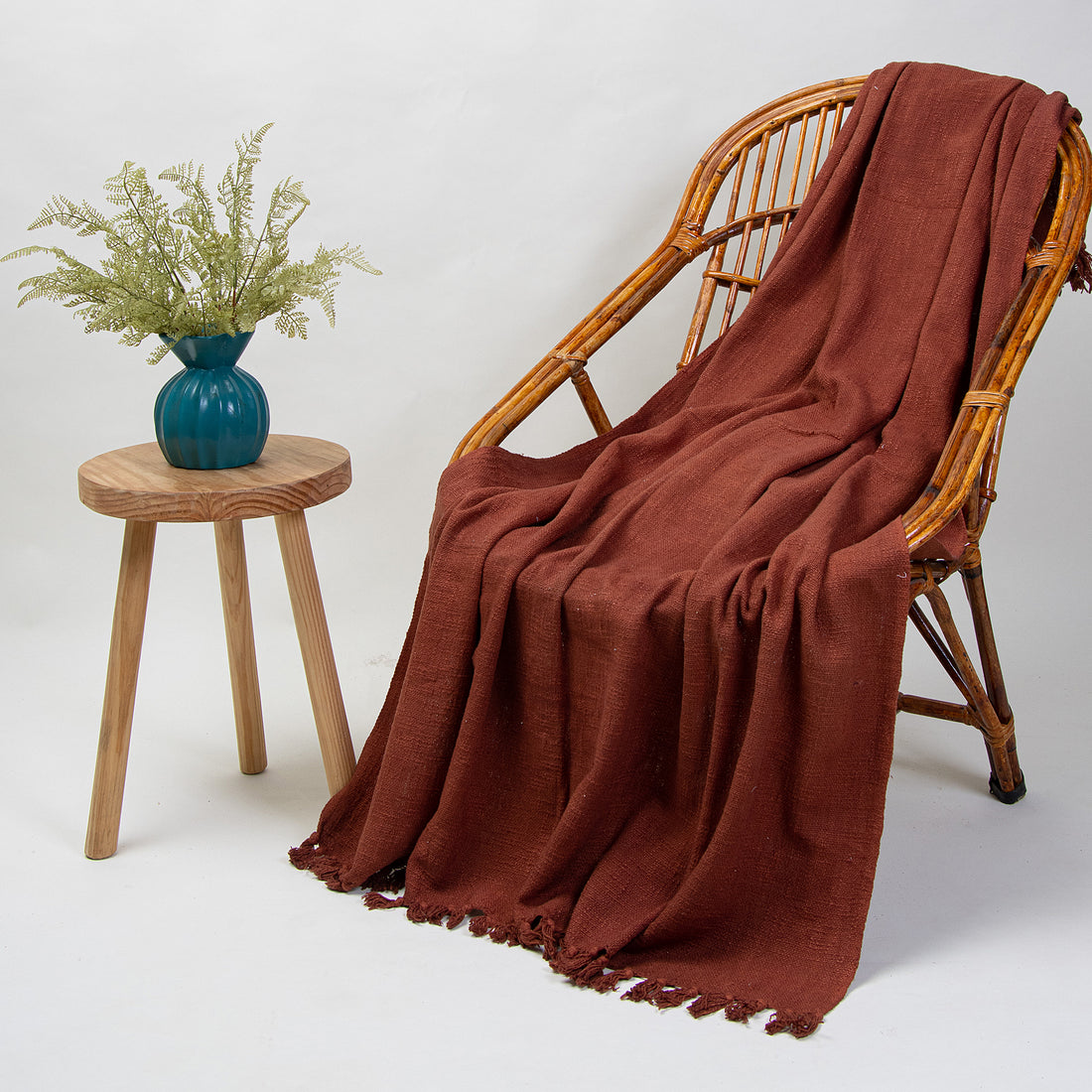 Modern Solid Maroon Pure Cotton Couch throw Blanket for Bedspread