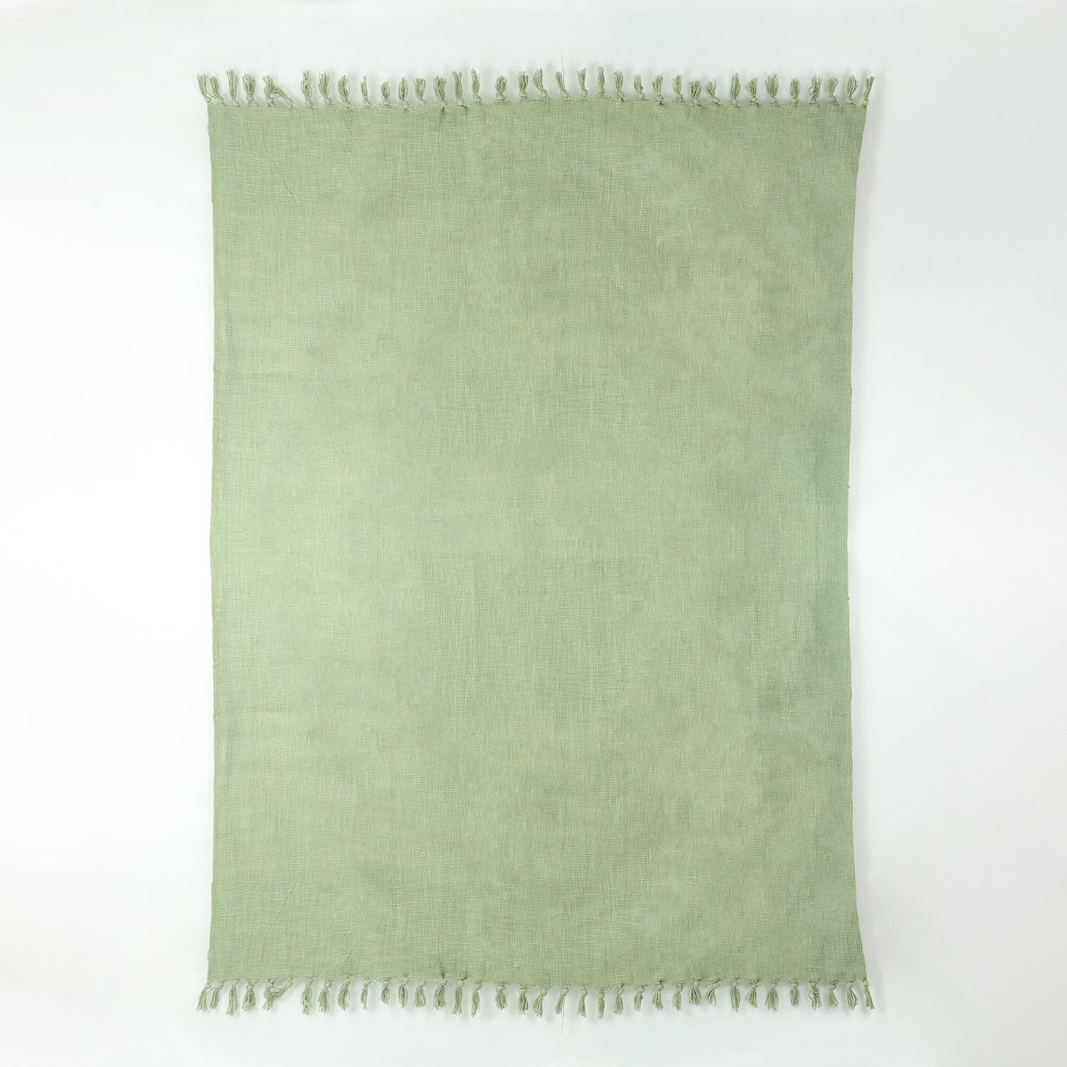 Indian Solid Green Handcrafted Pure Cotton Throw Blanket for Travelling