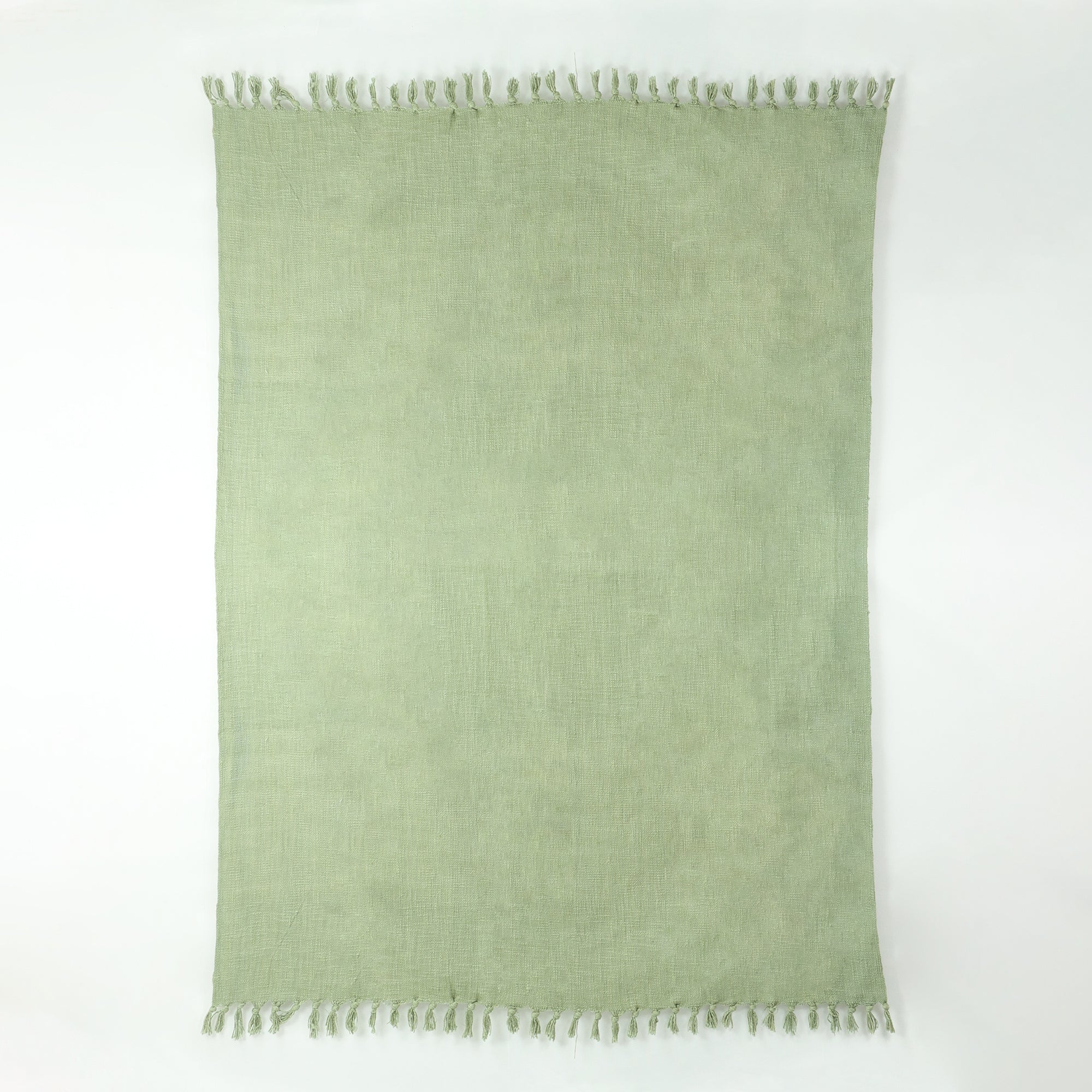 Indian Solid Green Handcrafted Pure Cotton Throw Blanket for Travelling