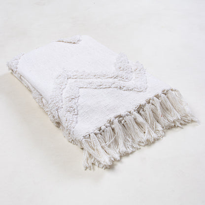 Organic Cotton White Solid Tufted Throw Blankets
