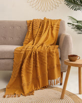 Solid Yellow Pure Cotton Couch Throw Blanket