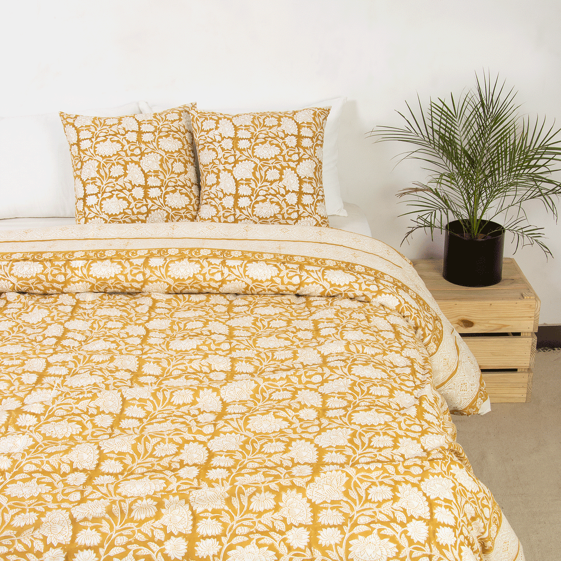 Royal Yellow Soft Cotton Duvet Cover With Shams
