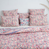 Pink Floral Crafted Pure Cotton King Size Duvet Cover