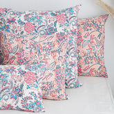 Pink Floral Crafted Pure Cotton King Size Duvet Cover