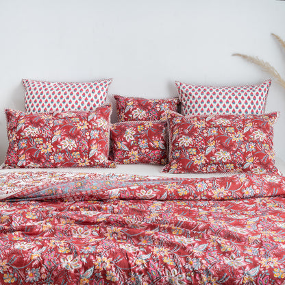 Pink Floral Crafted Pure Cotton Duvet Covers &amp; Shams