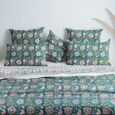 Cotton Floral Green Duvet Cover & Pillow Cover