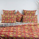 Multicolor Floral Cotton Blanket Cover & Pillow Cover