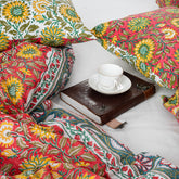 Multicolor Floral Cotton Blanket Cover & Pillow Cover