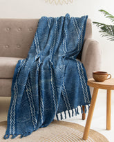 Indigo Blue Soft Best Throw Blanket For Home Decor 