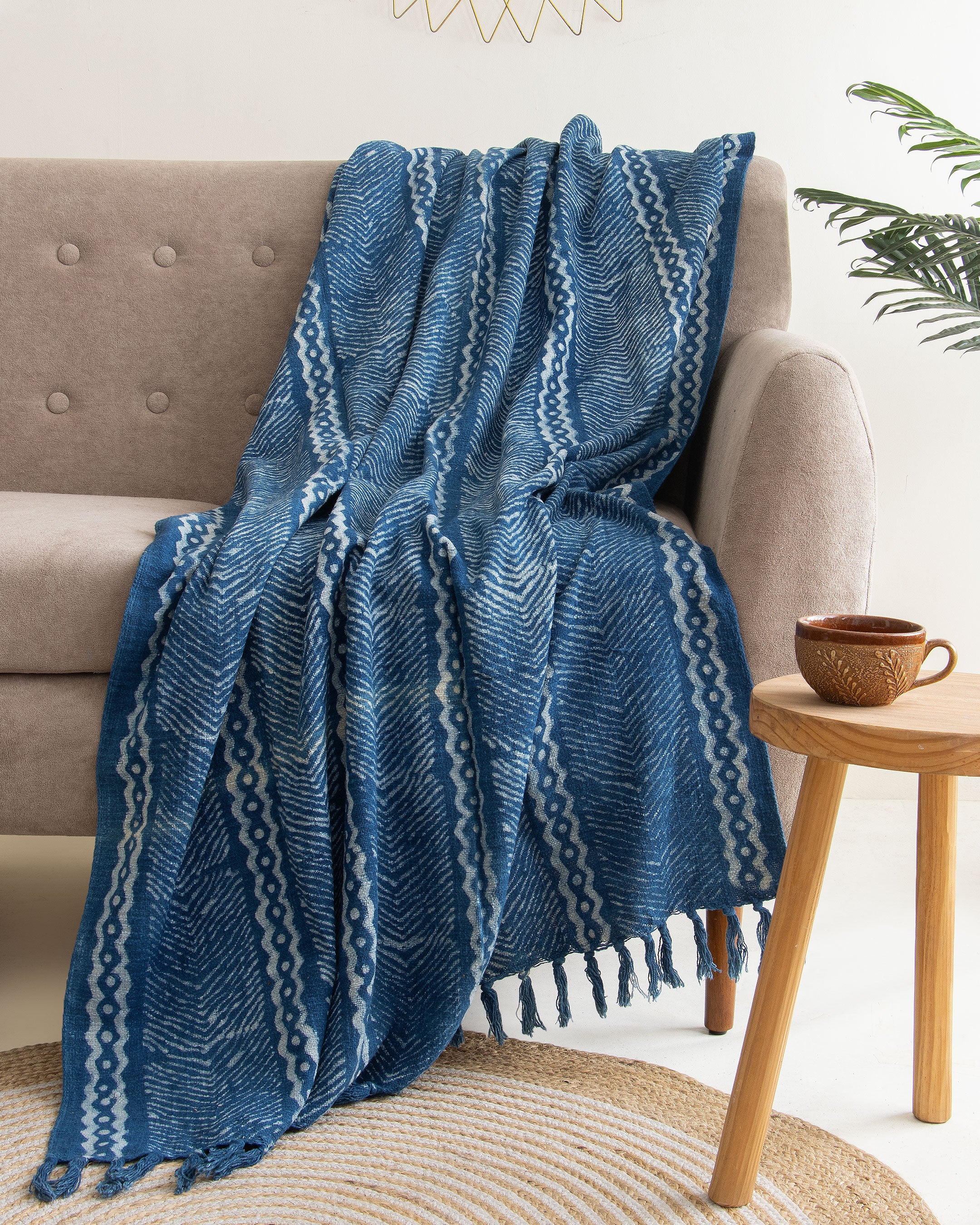 Indigo Blue Soft Best Throw Blanket For Home Decor 