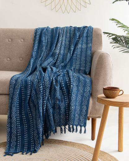 Stylish Hand Block Pure Cotton Printed Sofa Throw