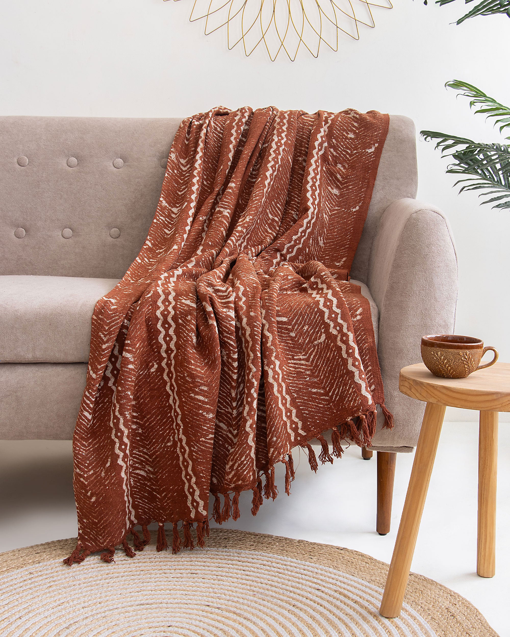 Throw Blankets Handmade Brown Color Pure Cotton Online