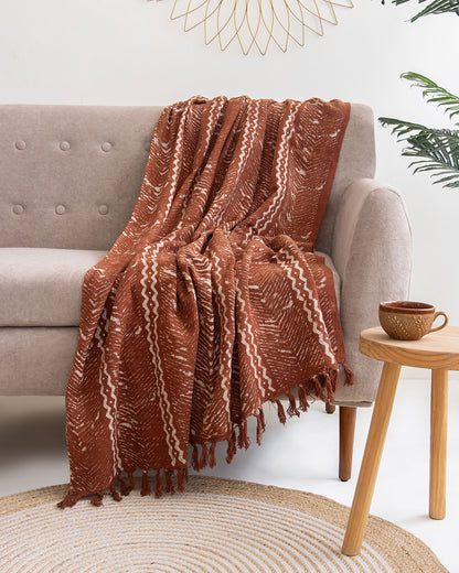 Throw Blankets Handmade Brown Color Pure Cotton Online