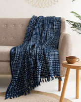 Handmade Blue Color Pure Cotton Blanket Throws
