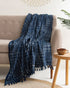 Handmade Blue Color Pure Cotton Blanket Throws
