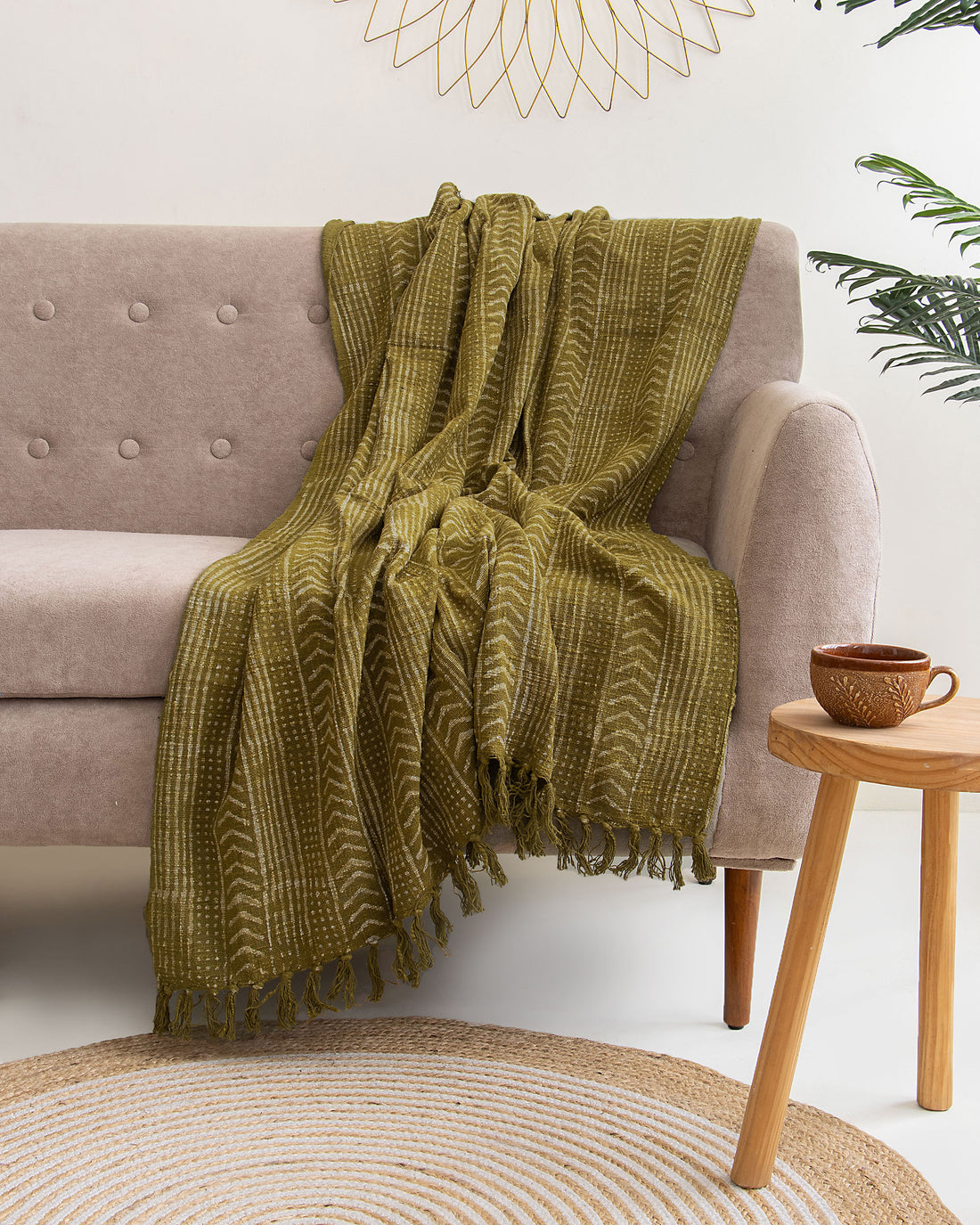 Handmade Pure Dark Green Throw Blanket For Home Decor