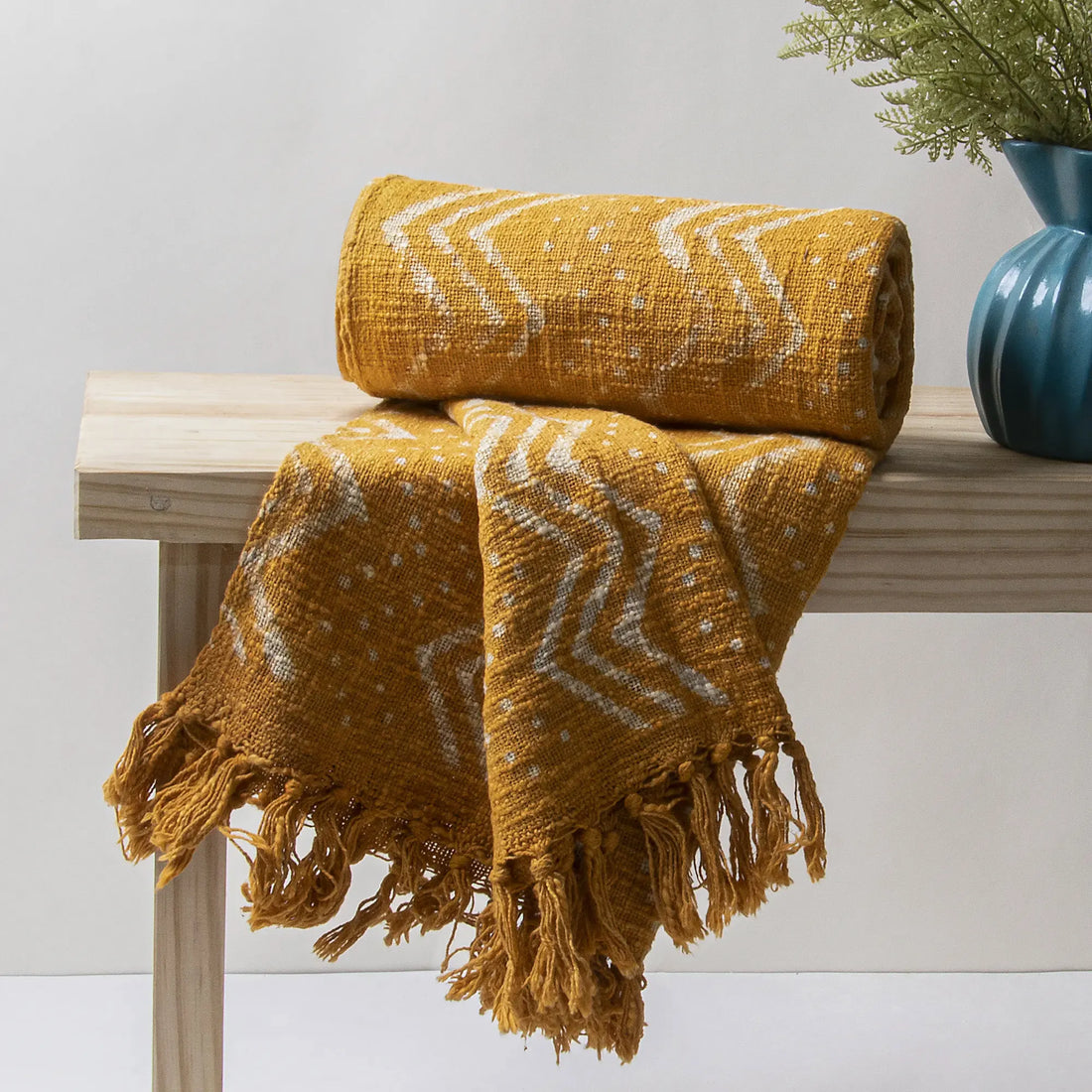 Yellow Handmade Cotton Sofa Modern Throw Blanket Online