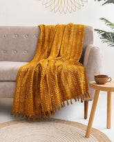 Latest Mustard Yellow Throw Blanket For Decor Couch Online