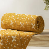 Star Pattern Mustard Yellow Organic Throw Blankets Online