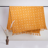 Star Pattern Mustard Yellow Organic Throw Blankets Online