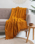 Mustard Throws Yellow 100% Cotton Sofa Throw