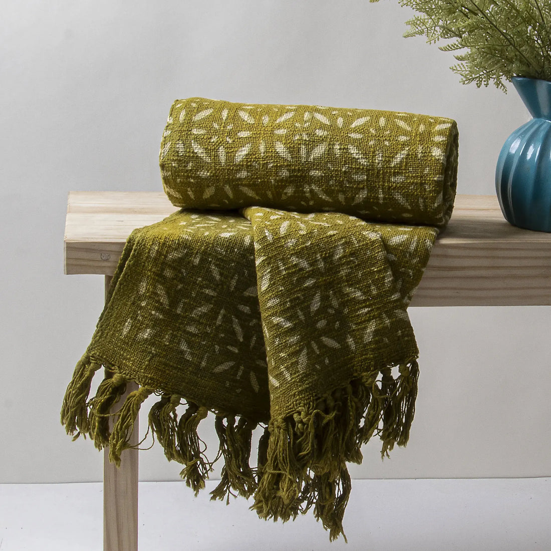 Pure Cotton Green Best Size Throw Blanket For Home Decor Online