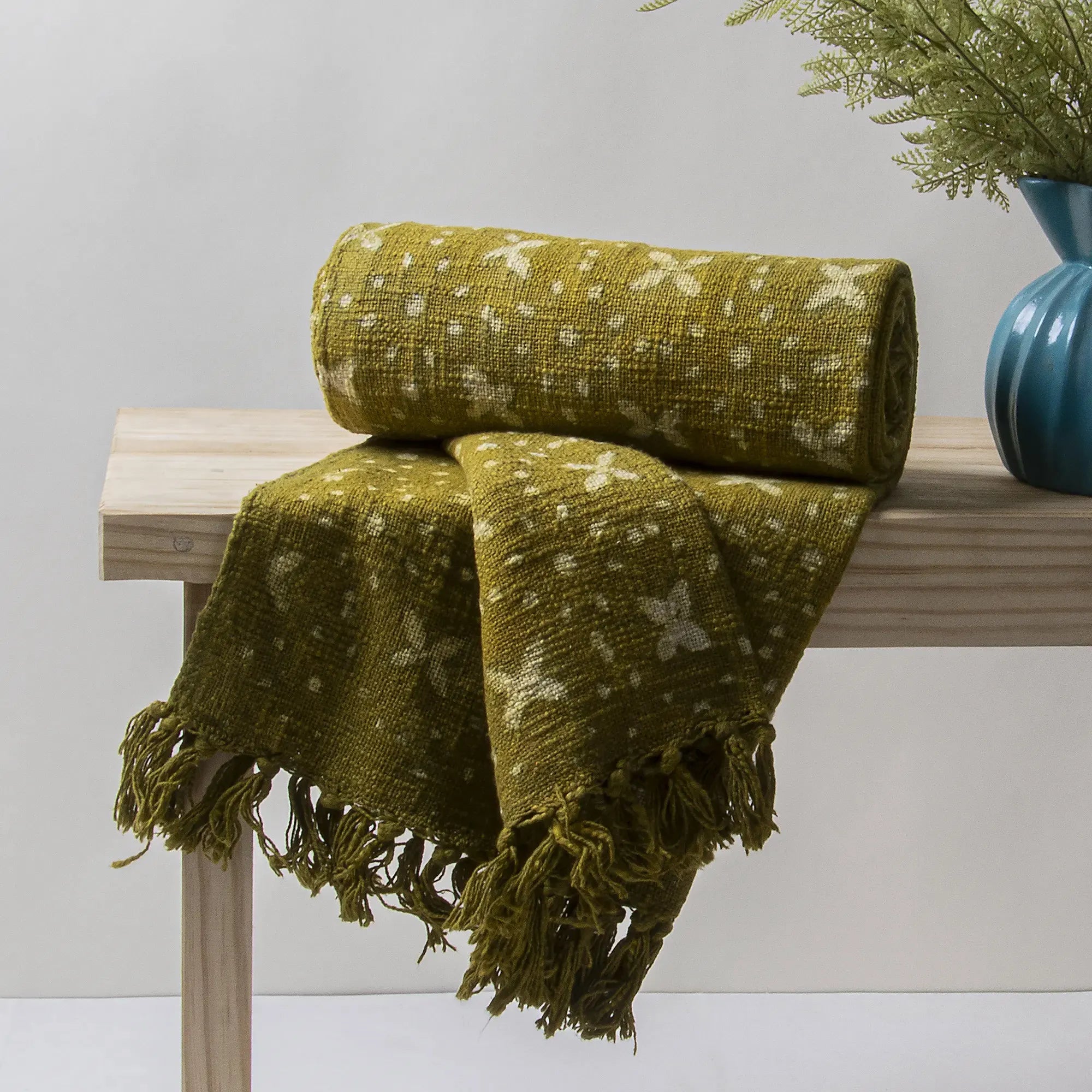 Soft Cotton Home Decorative Green Throw Blanket