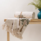 Palm Print White Throw Blanket For Home Decor