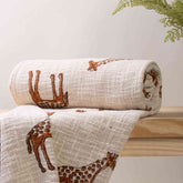 Brown Giraffe Block Print Couch Throw Blanket in India