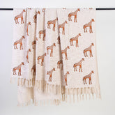 Brown Giraffe Block Print Couch Throw Blanket in India