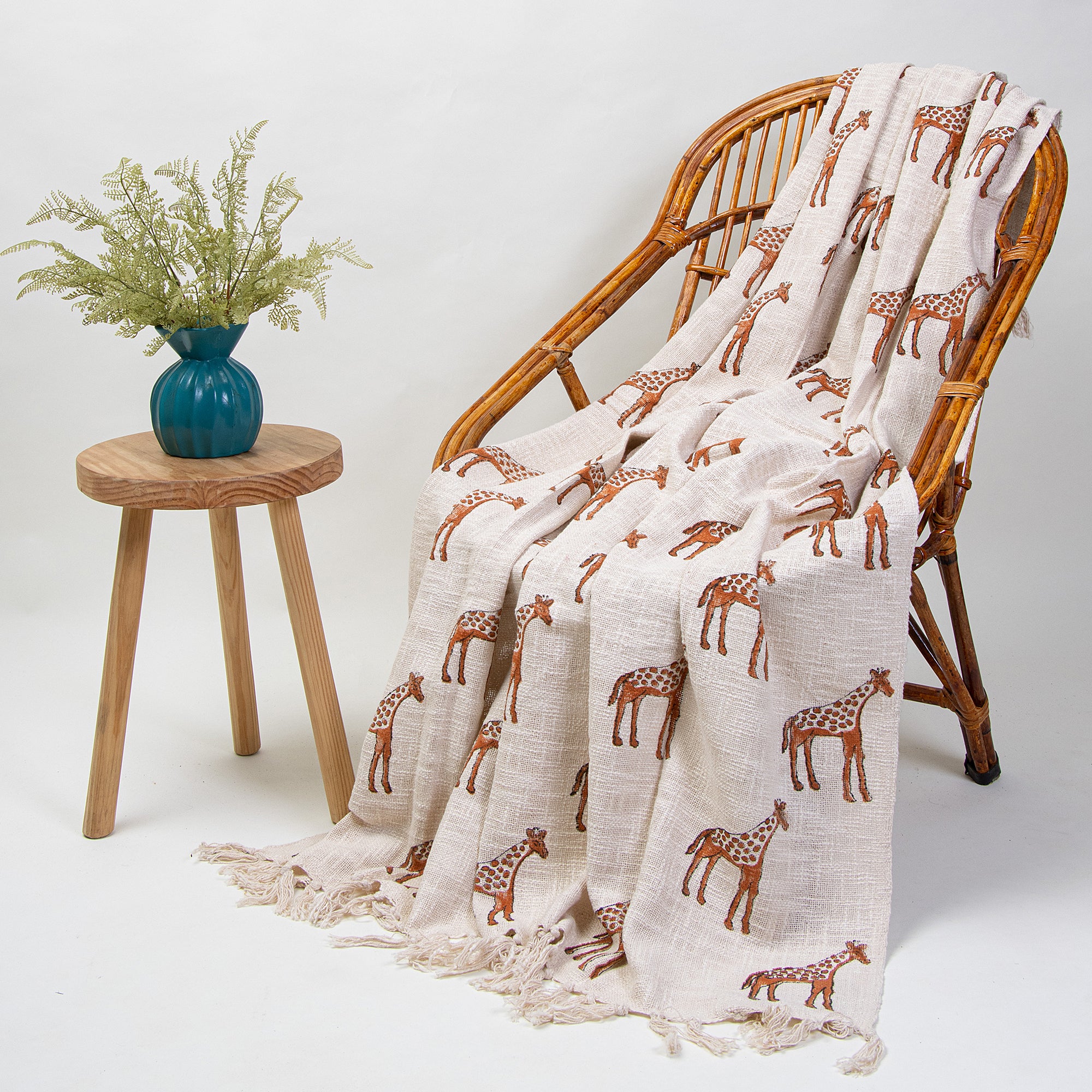 Animal Print Indian Handcrafted Block Print Cotton Throw Blanket