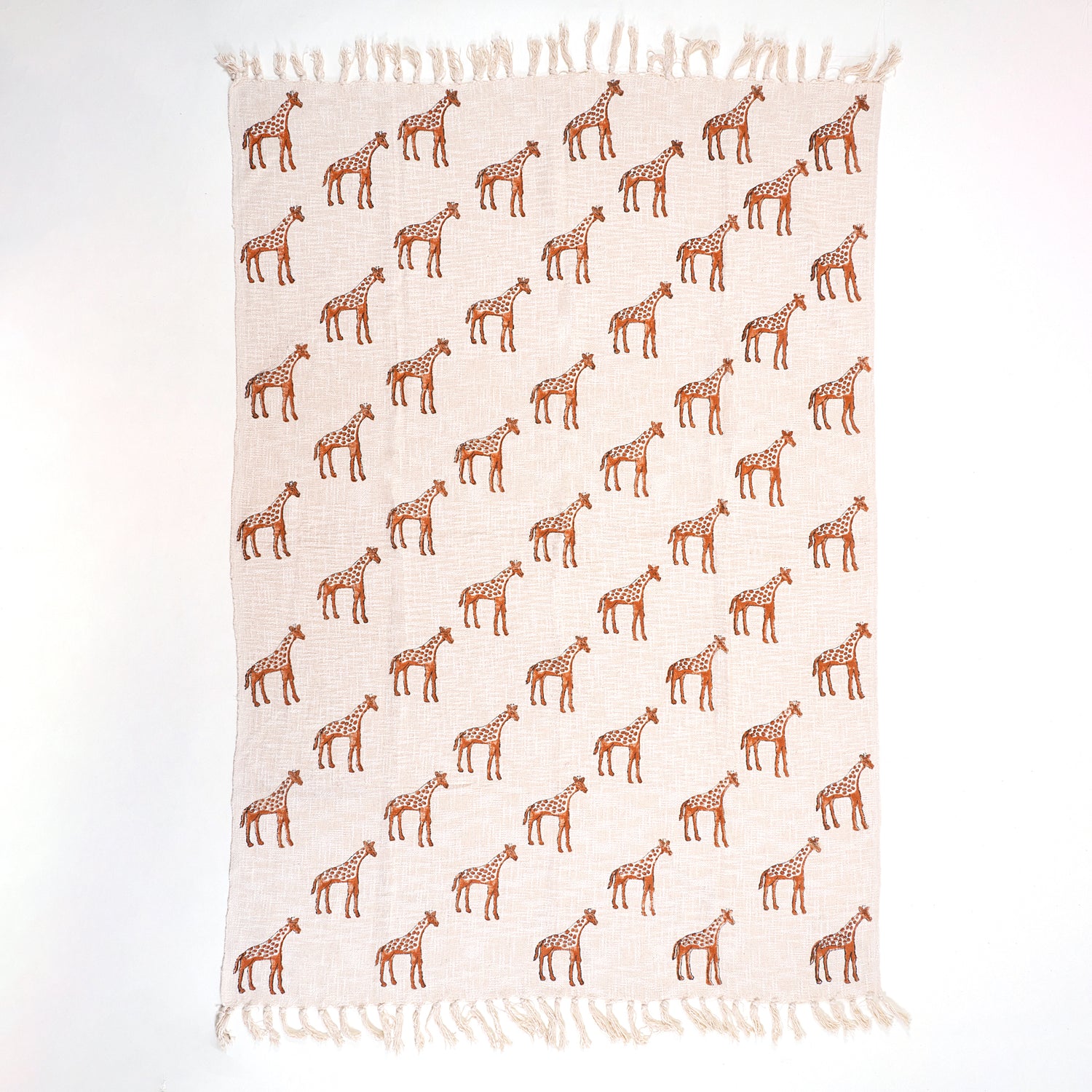 Brown Giraffe Block Print Couch Throw Blanket in India
