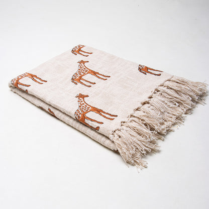 Animal Print Indian Handcrafted Block Print Cotton Throw Blanket