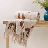 Brown Giraffe Block Print Couch Throw Blanket in India