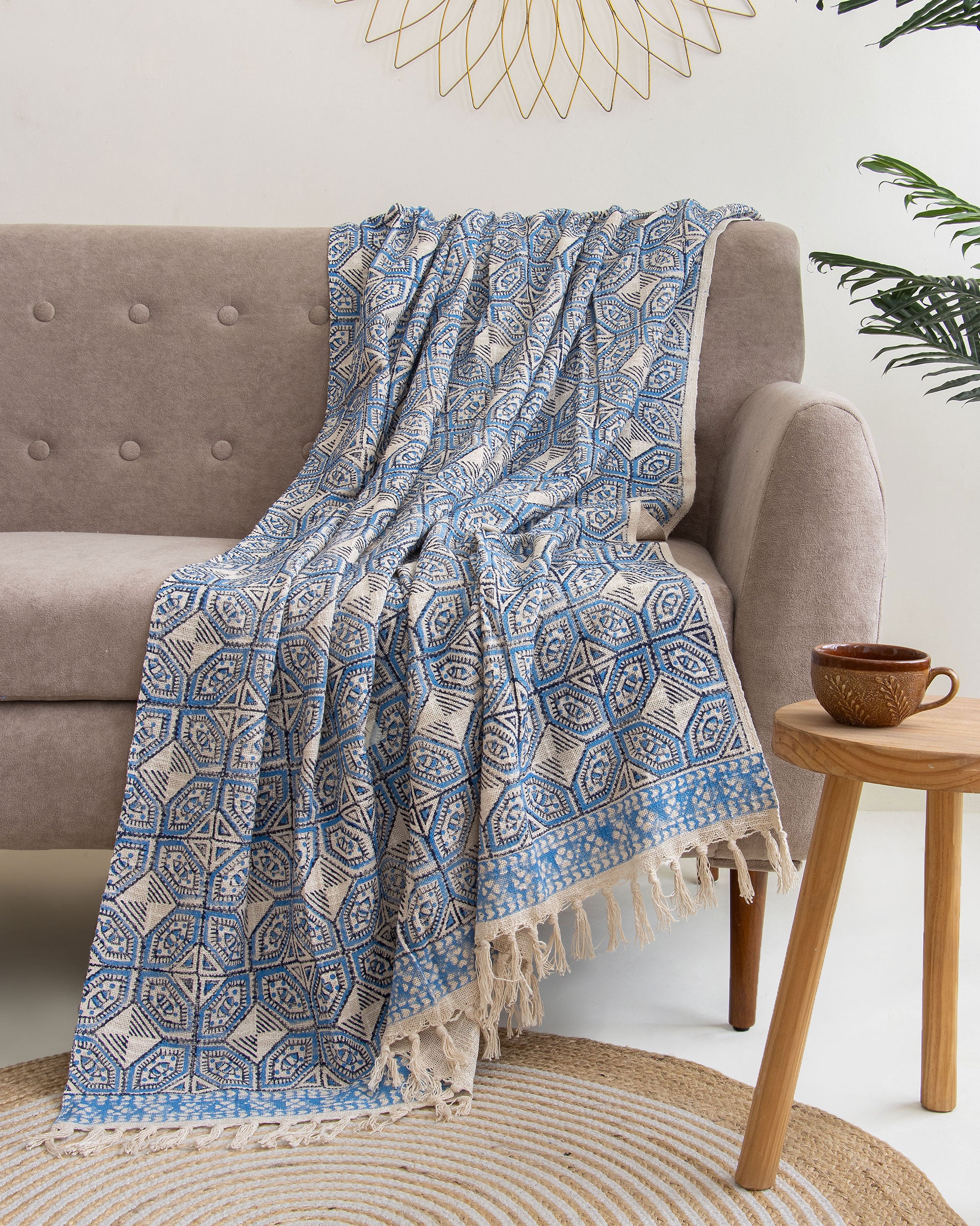 Pure Cotton Throw Blanket For Living Room Online