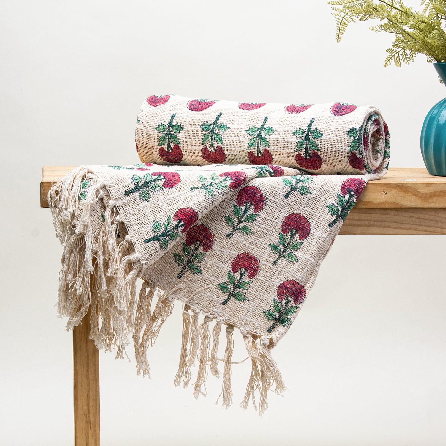 Handmade Stylish Floral Printed Bed Throw Blanket