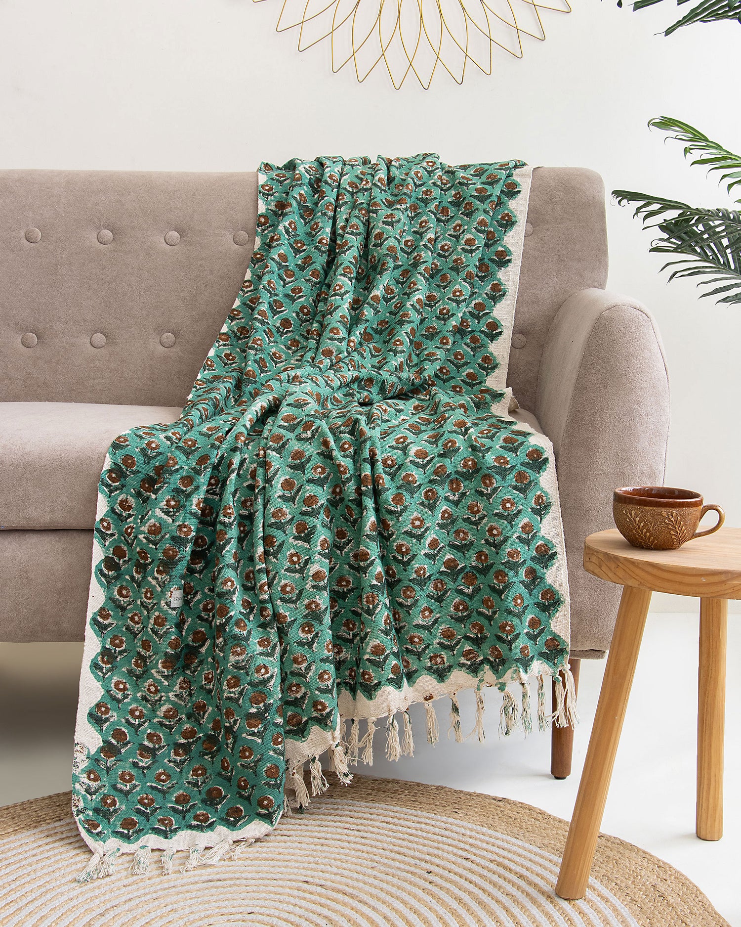 Newly Green Floral Bed Throw Blanket