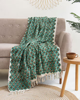 Newly Green Floral Bed Throw Blanket