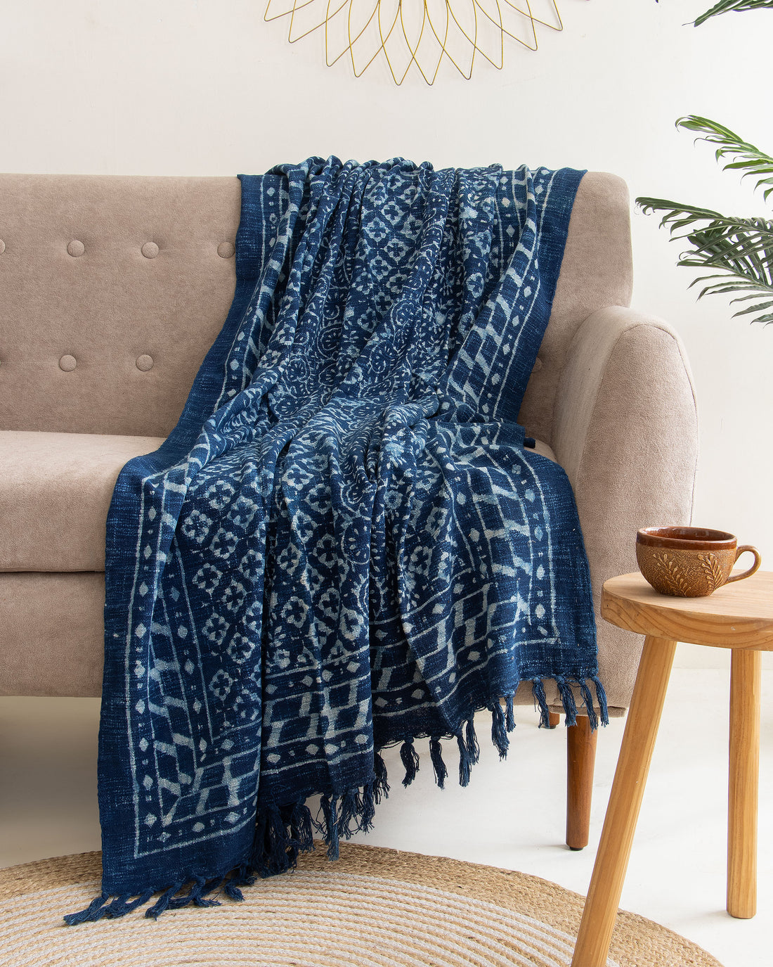 Blue Soft Throw Blanket For LIving Room