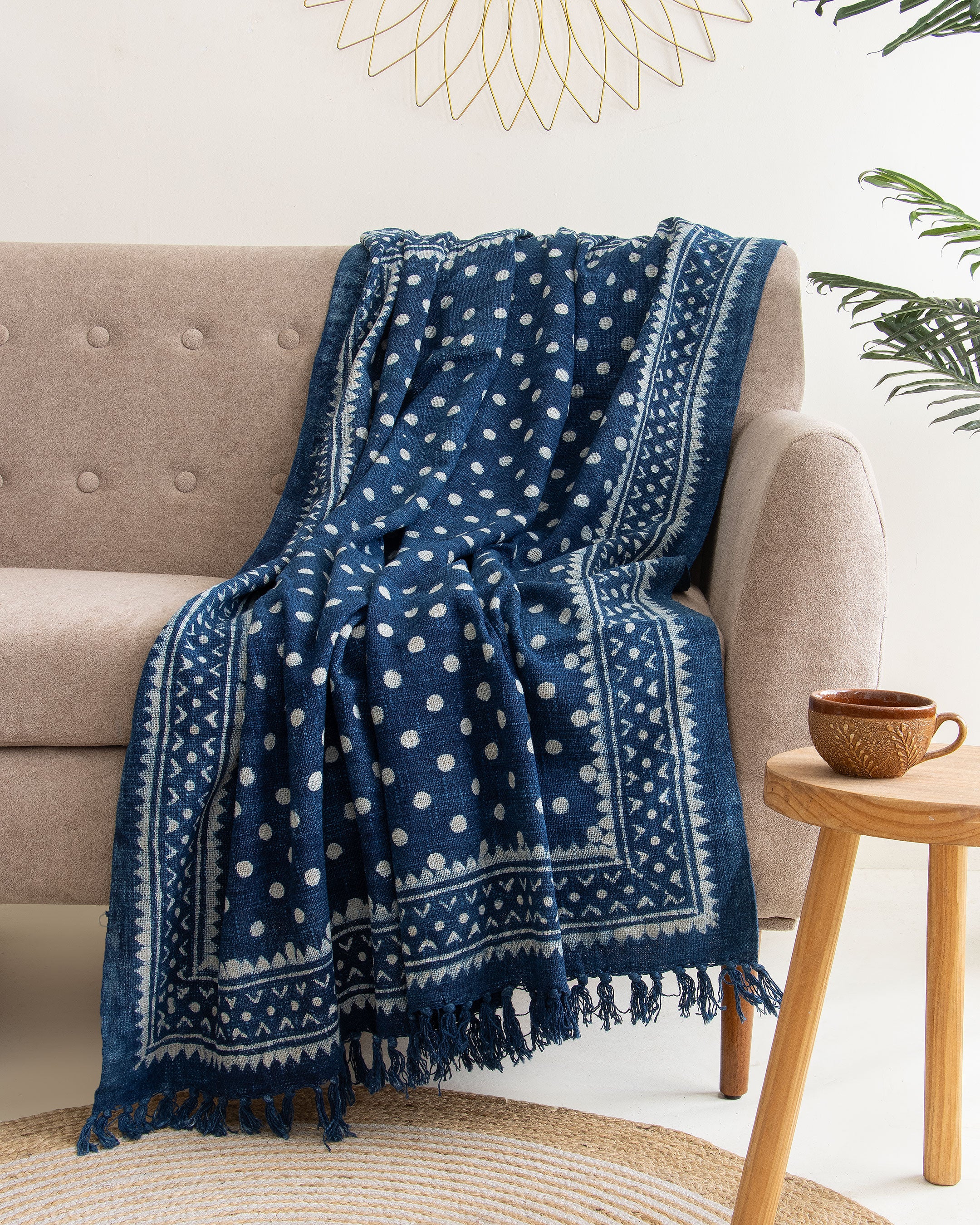 Best Throw Blanket Polka Dots Print Cotton Online