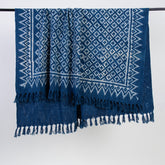 Newly Hand Block Design Blue Throw Blanket For Living Room