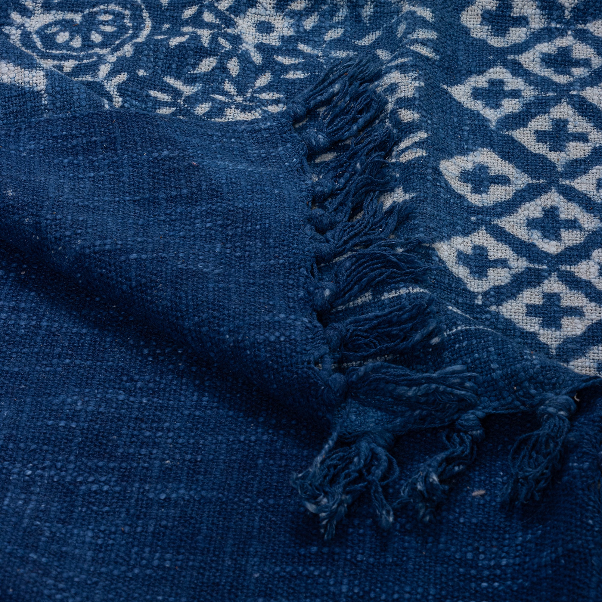 Newly Hand Block Design Blue Throw Blanket For Living Room