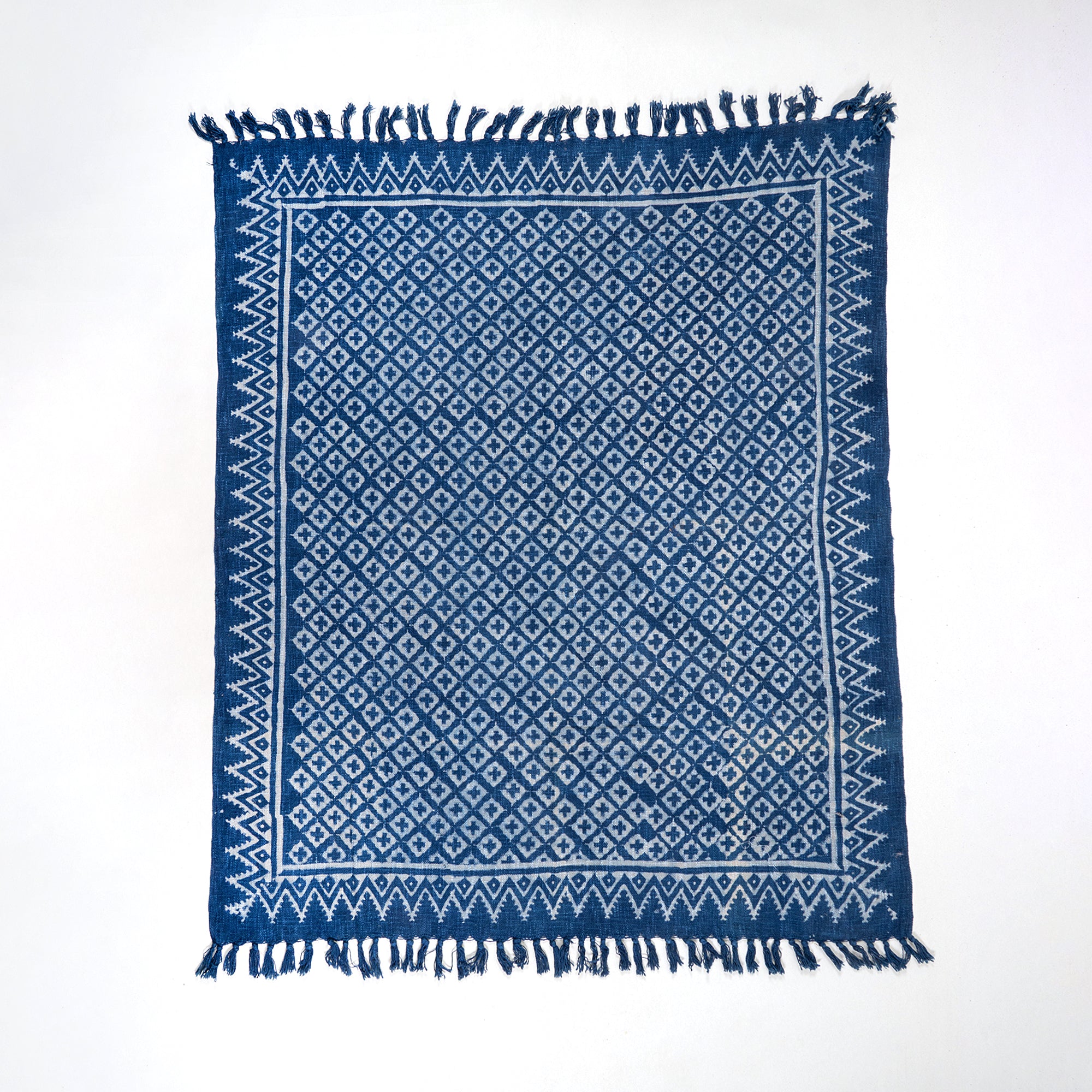 Newly Hand Block Design Blue Throw Blanket For Living Room