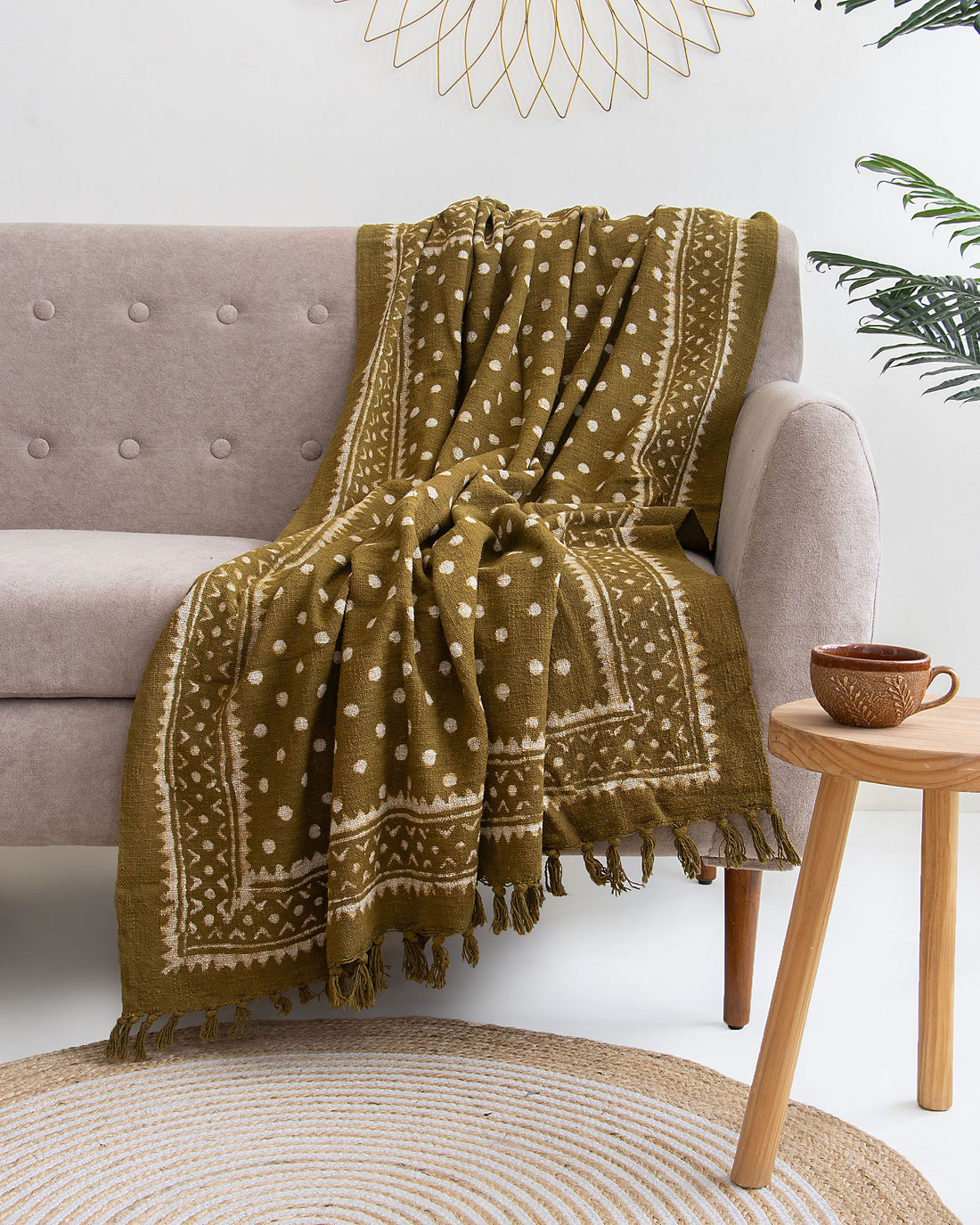 Brown Polka Dots Decorative Cotton Blanket Online