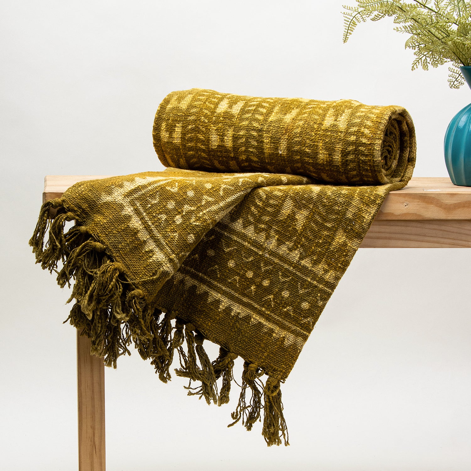 Brown Hand Block Design Cotton Decorative Throw Blankets
