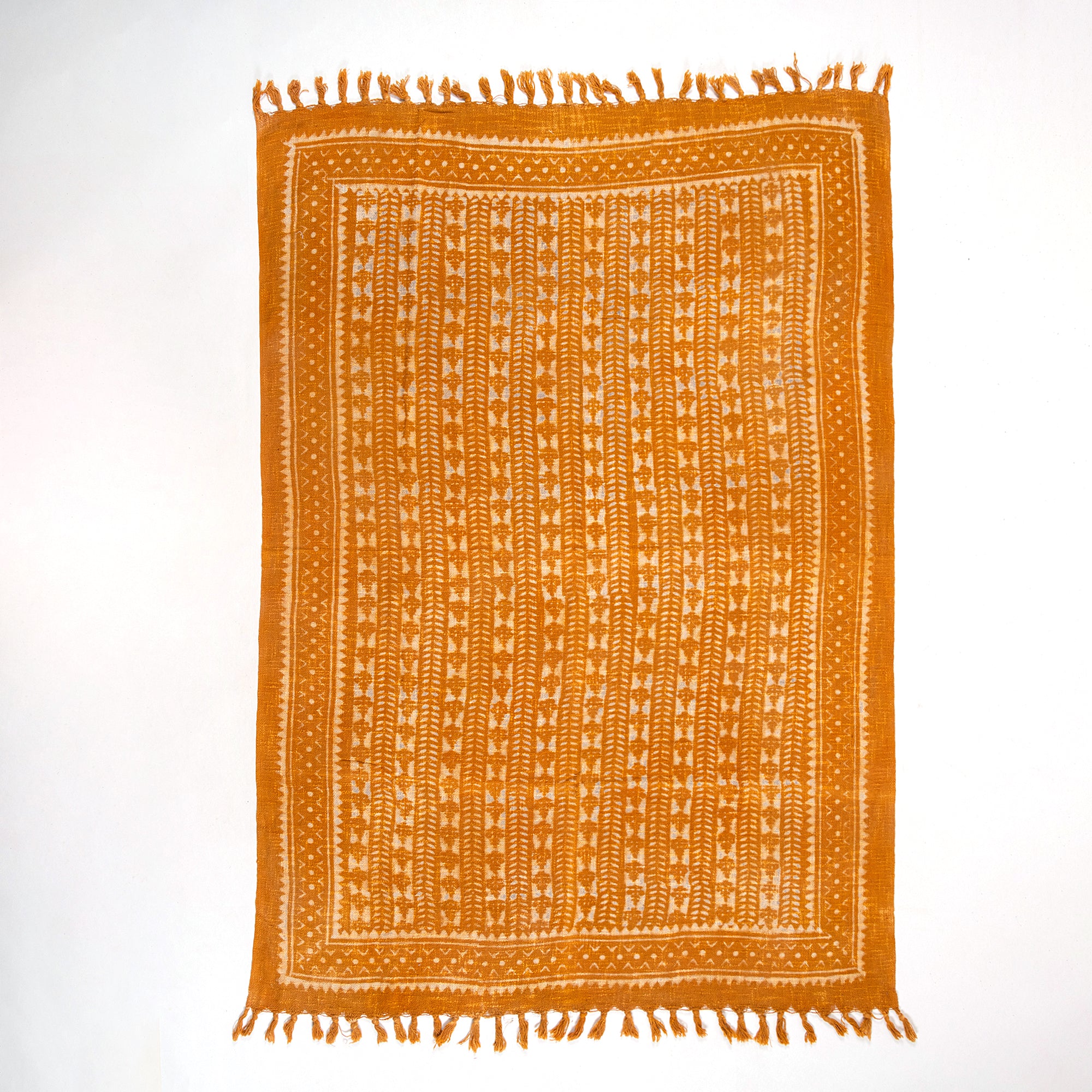 Mustard Yellow Hand Block Design Couch Throw Blanket Online