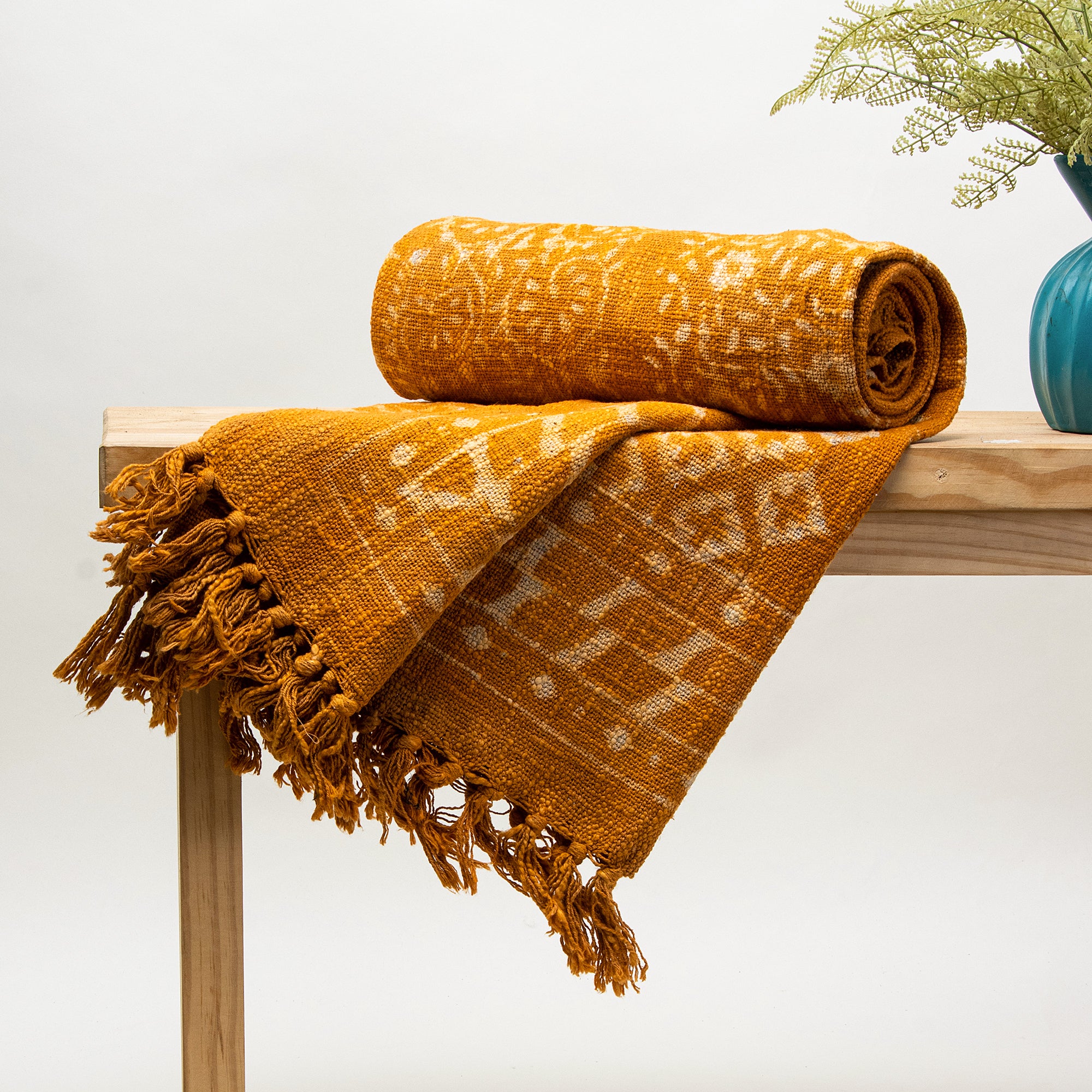 Mustard Yellow Soft Cotton Throw Blankets for Home Decor