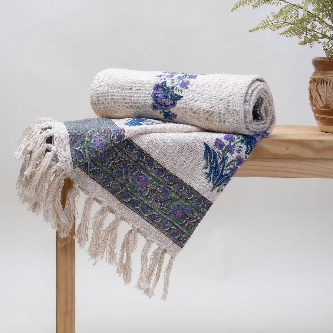 Purple Flower Plant Soft Cotton Throw Blankets Online